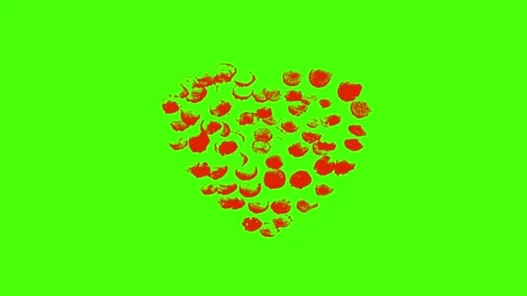 Hand-Drawn Heart Explosion Animation on Green Screen Stock Footage 321708023