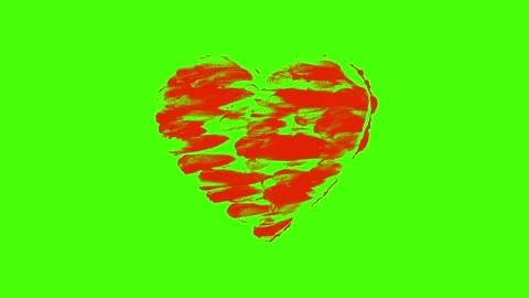 Hand-Drawn Heart Explosion Animation on Green Screen Stock Footage 321708025