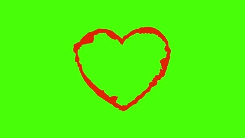 Hand-Drawn Heart Explosion Animation on Green Screen Stock Footage 321708026