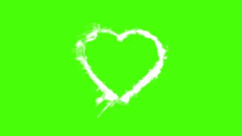 Hand-Drawn Heart Explosion Animation on Green Screen Stock Footage 321708028