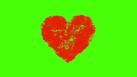 Hand-Drawn Heart Explosion Animation on Green Screen Stock Footage 321708029