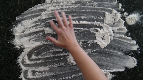 Hand drawn heart in flour Stock Footage 85244774