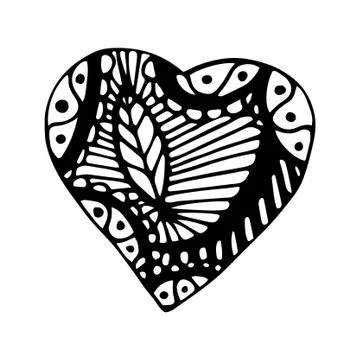 Hand drawn heart isolate on white. Black heart Stock Illustration