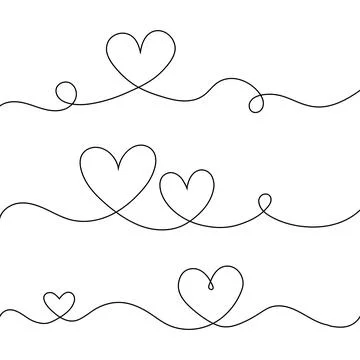 Hand drawn heart line scribble style decoration art set Stock Illustration