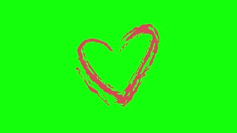 Hand drawn Heart looping animation on green background Stock Footage 340084317