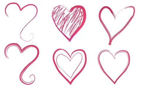 Hand drawn heart model design set elements 스톡 일러스트