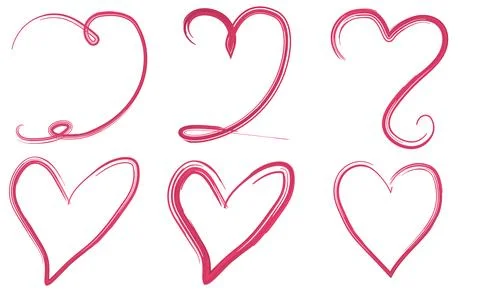 Hand drawn heart model design set elements 스톡 일러스트