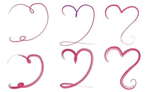 Hand drawn heart model design set elements イラスト素材
