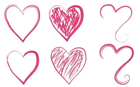 Hand drawn heart model design set elements Stock Illustration