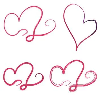 Hand drawn heart model design set elements Stock Illustration
