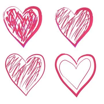 Hand drawn heart model design set elements Illustrazione stock