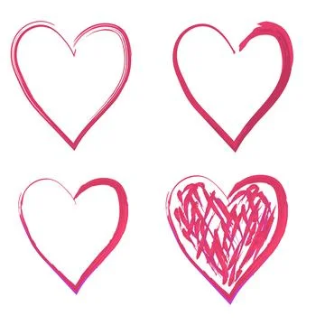 Hand drawn heart model design set elements Stock Illustration