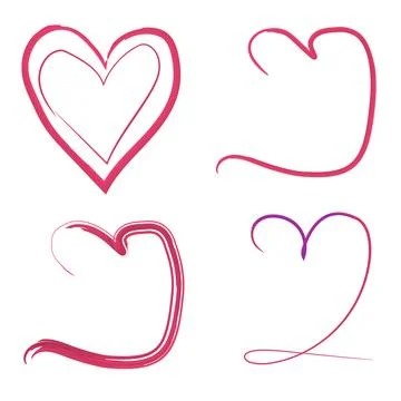 Hand drawn heart model design set elements Stock Illustration