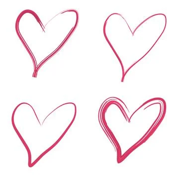 Hand drawn heart model design set elements Stock Illustration