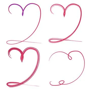 Hand drawn heart model design set elements イラスト素材