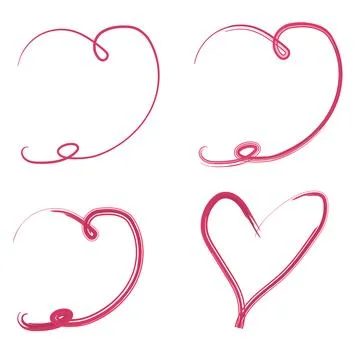 Hand drawn heart model design set elements Stock Illustration