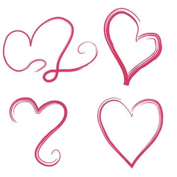 Hand drawn heart model design set elements 스톡 일러스트