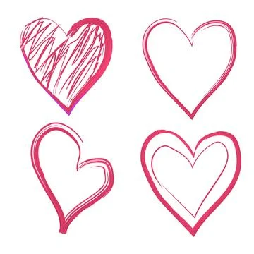 Hand drawn heart model design set elements Stock Illustration