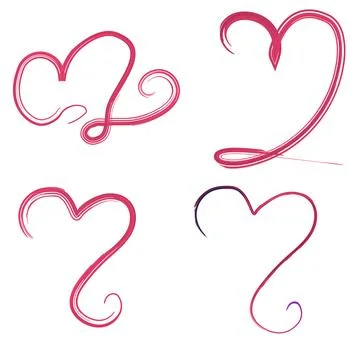 Hand drawn heart model design set elements Stock Illustration
