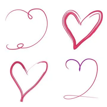 Hand drawn heart model design set elements Stock Illustration