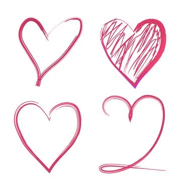 Hand drawn heart model design set elements Illustrazione stock
