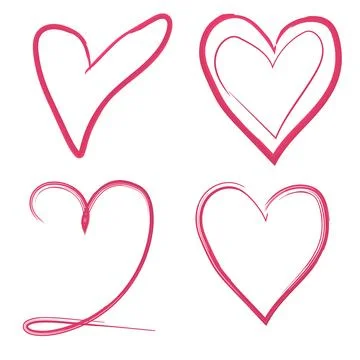 Hand drawn heart model design set elements Stock Illustration