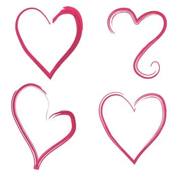 Hand drawn heart model design set elements Stock Illustration