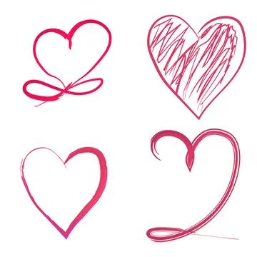 Hand drawn heart model design set elements Stock Illustration
