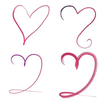 Hand drawn heart model design set elements Stock Illustration