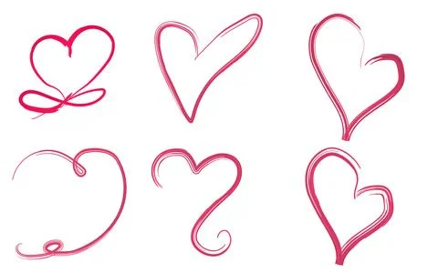 Hand drawn heart model design set elements Stock Illustration