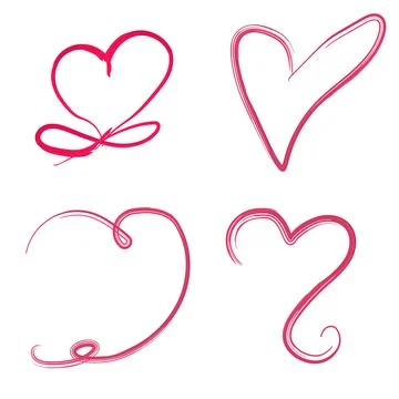 Hand drawn heart model design set elements Stock Illustration