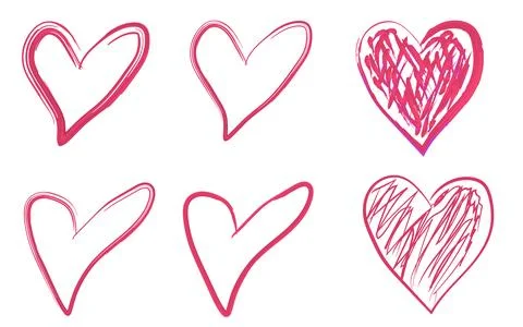 Hand drawn heart model design set elements Stockillustratie