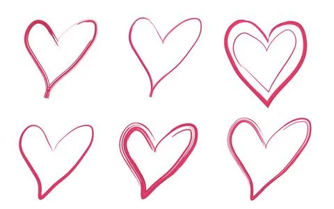 Hand drawn heart model design set elements Stock Illustration