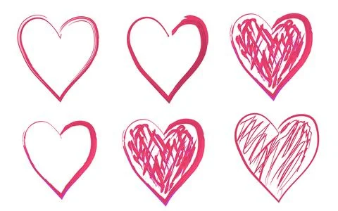 Hand drawn heart model design set elements Illustrazione stock