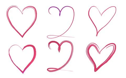 Hand drawn heart model design set elements Stock Illustration