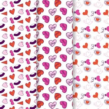 Hand drawn heart pattern collection Stock Illustration