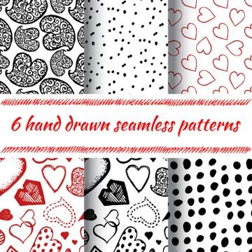 Hand Drawn Heart Seamless Pattern Illustrazione stock