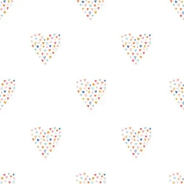 Hand drawn heart seamless pattern. Collection of color hearts. Valentines Day Stock Illustration