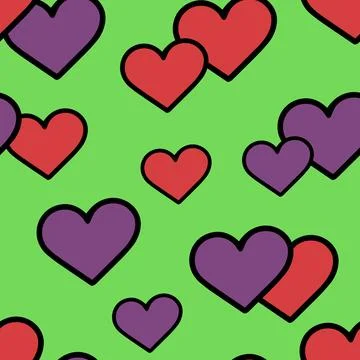 Hand Drawn Heart Seamless Pattern. Love Doodle Tile. Stock Illustration
