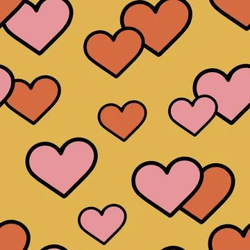 Hand Drawn Heart Seamless Pattern. Love Doodle Tile. Stock Illustration