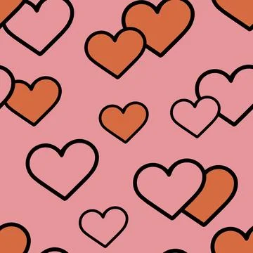 Hand Drawn Heart Seamless Pattern. Love Doodle Tile. Stock Illustration