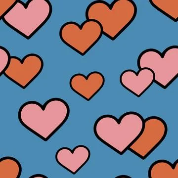 Hand Drawn Heart Seamless Pattern. Love Doodle Tile. Stock Illustration