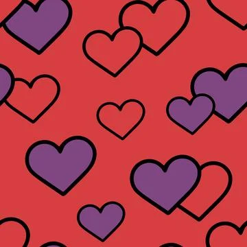 Hand Drawn Heart Seamless Pattern. Love Doodle Tile. Stock Illustration