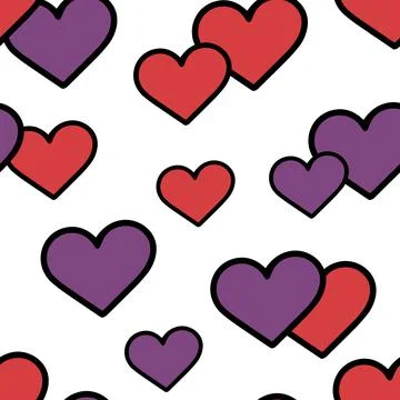 Hand Drawn Heart Seamless Pattern. Love Doodle Tile. Stock Illustration