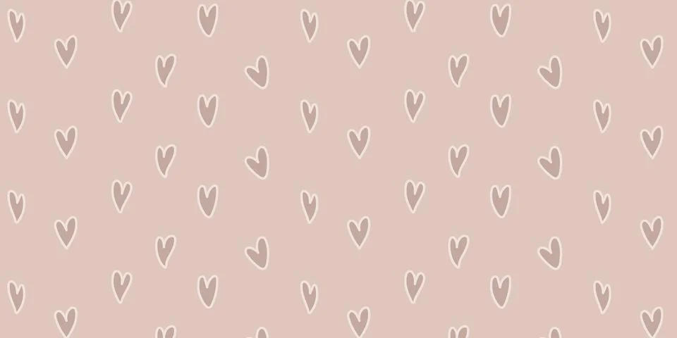 Hand-drawn heart seamless pattern, Valentine Day background Stock Illustration
