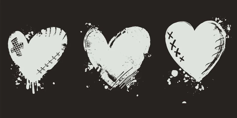 Hand Drawn Heart Set Vector Illustration Stock Illustration