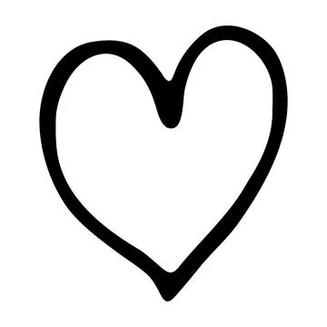 Hand drawn heart shape outline vector love valentine sketch clip art sticker Stock Illustration