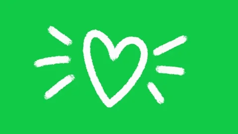 Hand Drawn Heart Shape with Side Accents 2D Animation on Green Screen Vídeo Stock 336578809