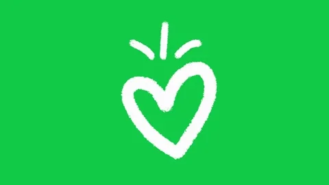 Hand Drawn Heart Shape with Sparks 2D Animation on Green Screen Vídeo Stock 336579012
