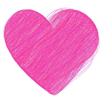 Hand drawn Heart shape in trendy Pink February 14 St Valentine Minimalistic Flat Stock Illustration